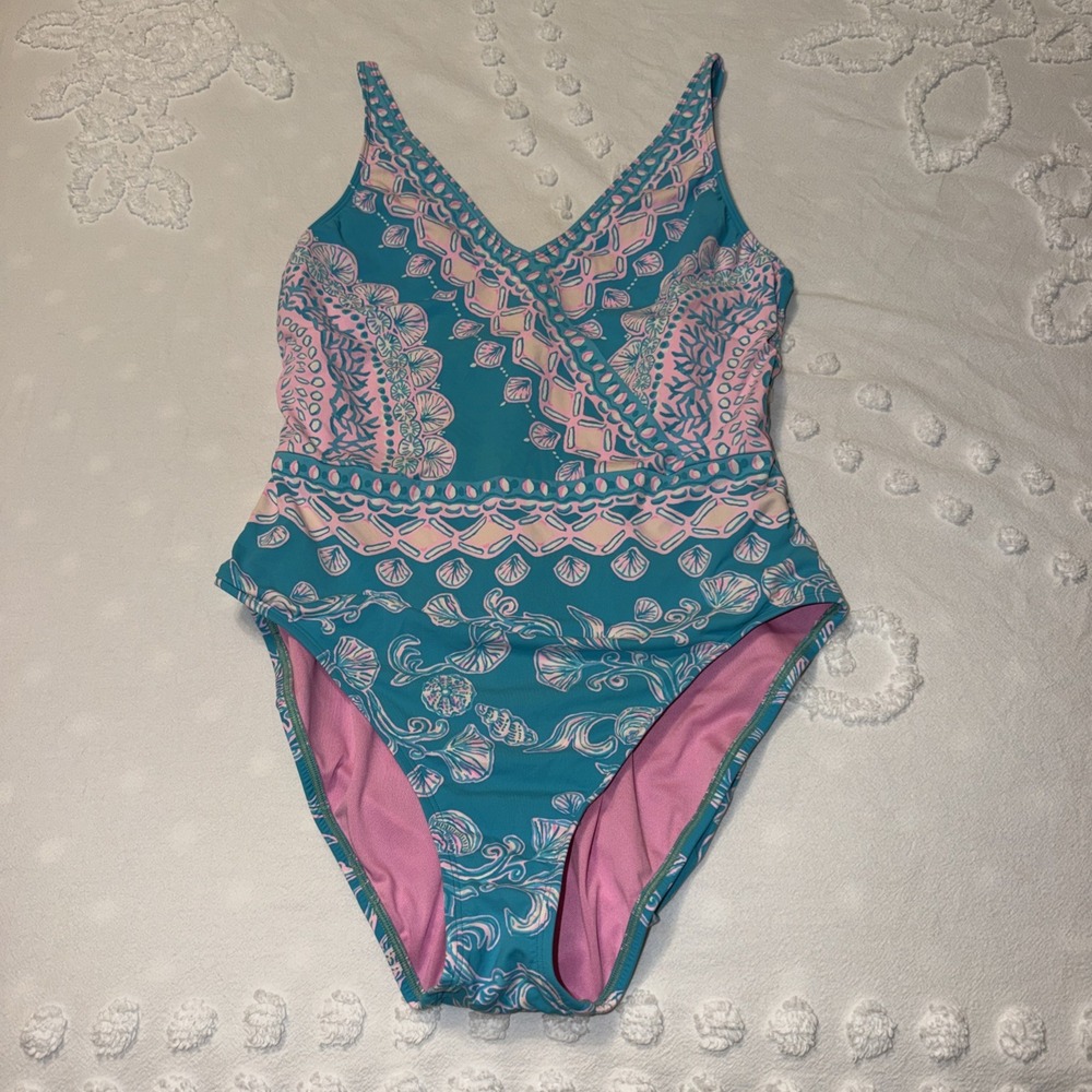 Lilly Pulitzer Shiloh One Piece Swimsuit Size 12 Coastal Resort Beach